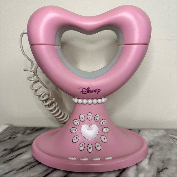 Vintage Disney Princess Pink Corded Home Telephone Girls Heart Shaped 2004 - Picture 2 of 6